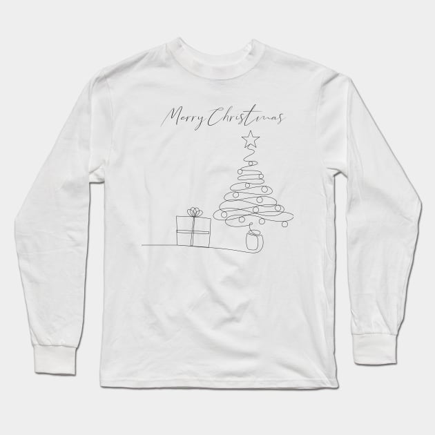 Christmas Tree Line Art Long Sleeve T-Shirt by ShutterStudios